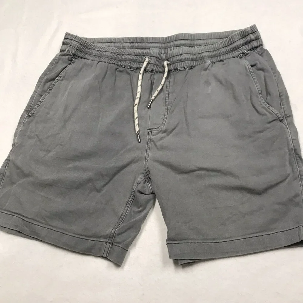 FAHERTY Linen Blend Shorts Men L Light Slate Drawstring Casual Chino Beach